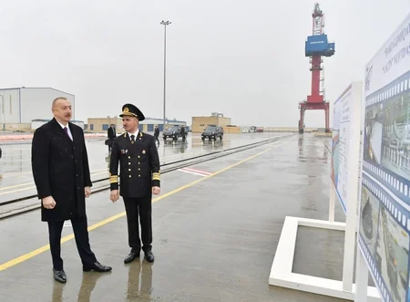 President Ilham Aliyev attended ceremony to launch first tanker built at Baku Shipyard