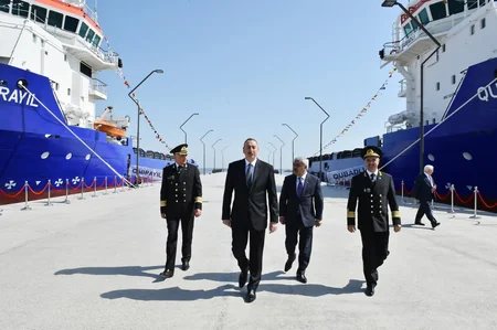 President Ilham Aliyev attends ceremony to launch “Jabrayil” and “Gubadli” ships
