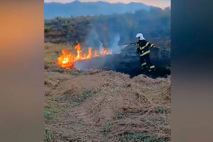 Zəngilanın Şəfibəyli kəndində yanğın olub, quru ot, taxıl sahəsi yanıb