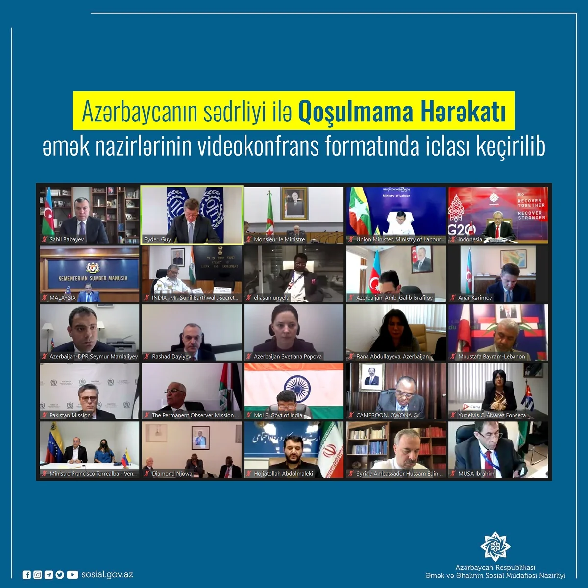 Qoşulmama Hərəkatının əmək nazirlərinin Bəyannaməsi qəbul olunub