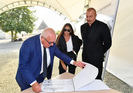 Ilham Aliyev and Mehriban Aliyeva get acquainted with work to be done at Panahali Khan's Palace and Imarat Complex