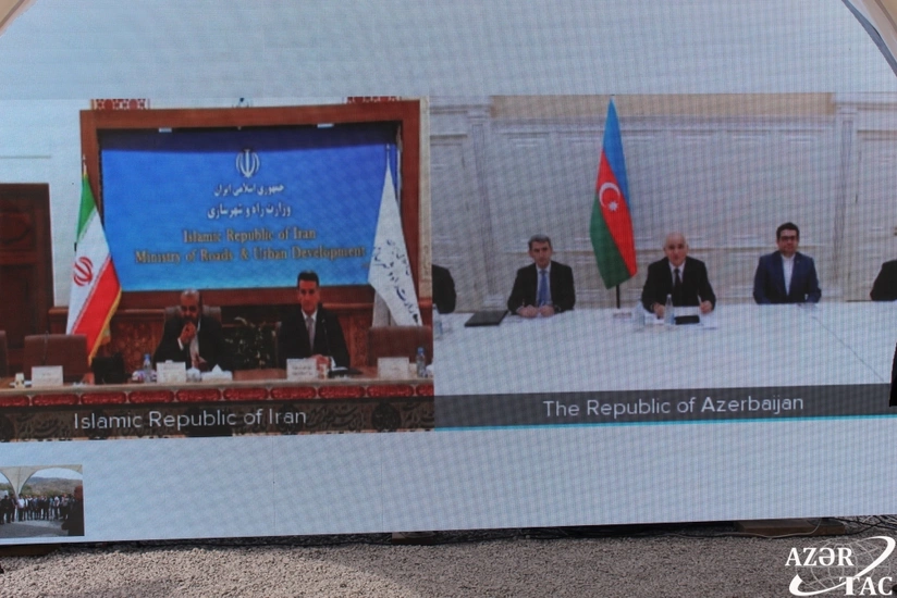 Foundation of Aghband highway bridge laid on Azerbaijan-Iran border