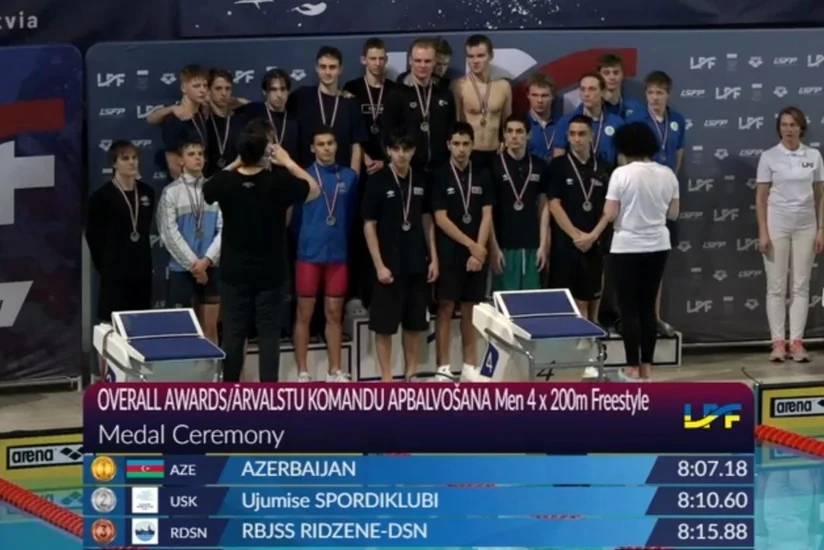 Azərbaycanın üzgüçülük komandası Latviyada qızıl medal qazanıb