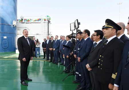 President Ilham Aliyev attends launch of Khankendi’ subsea construction vessel