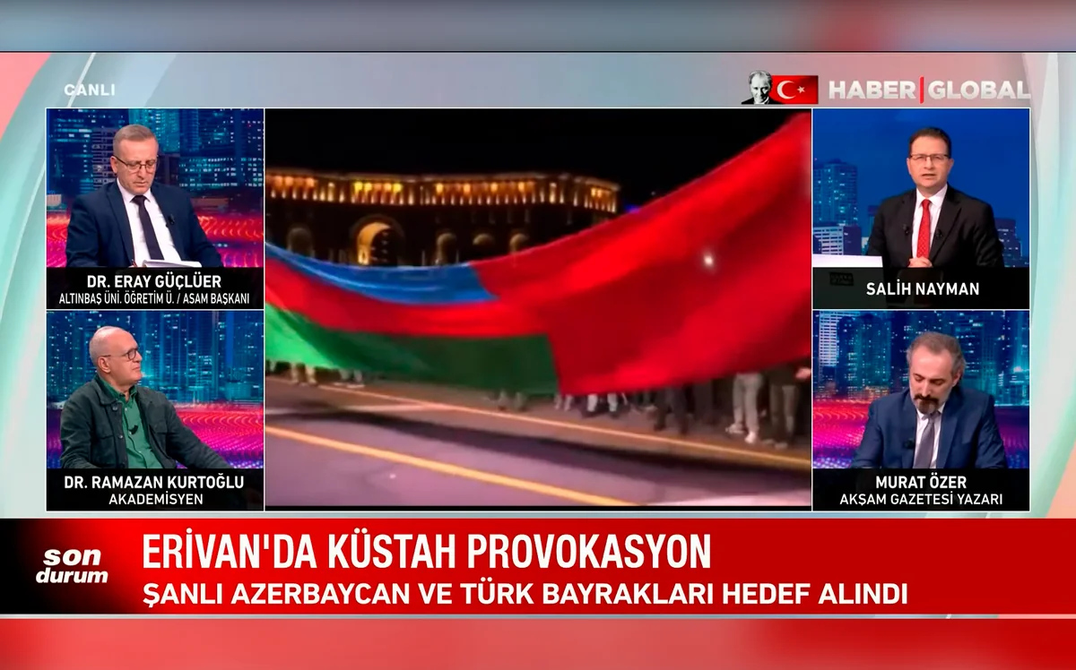 Haber Global: İrəvanda həyasız təxribat - Şanlı Azərbaycan və Türkiyə bayraqları hədəfə alınıb