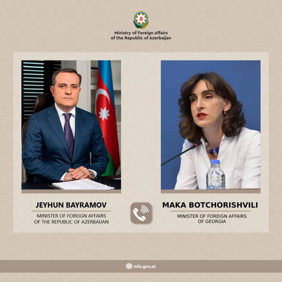 Ceyhun Bayramov yeni təyin olunmuş gürcü həmkarını təbrik edib