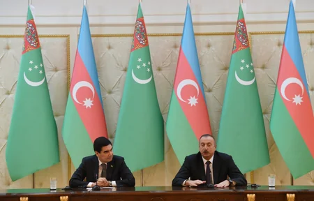 Azerbaijani and Turkmen presidents make press statements