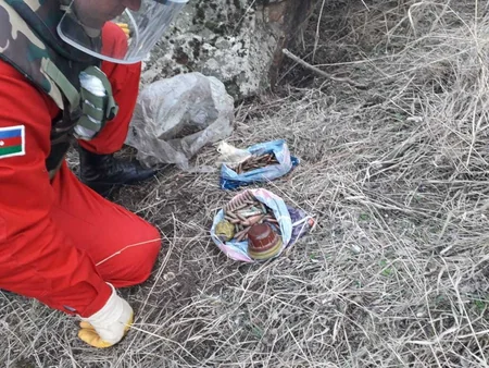 Qazaxda partlamamış hərbi sursatlar və tank əleyhinə mina partladıcısı aşkarlanıb - FOTO