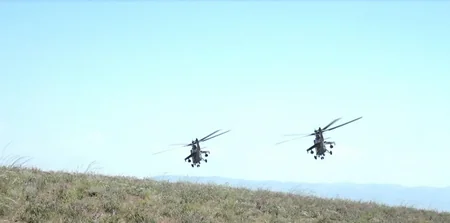 Training flights held in aviation military unit of Separate Combined-Arms Army