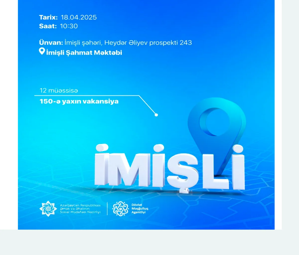 İmişlidə sabah əmək yarmarkası keçiriləcək 