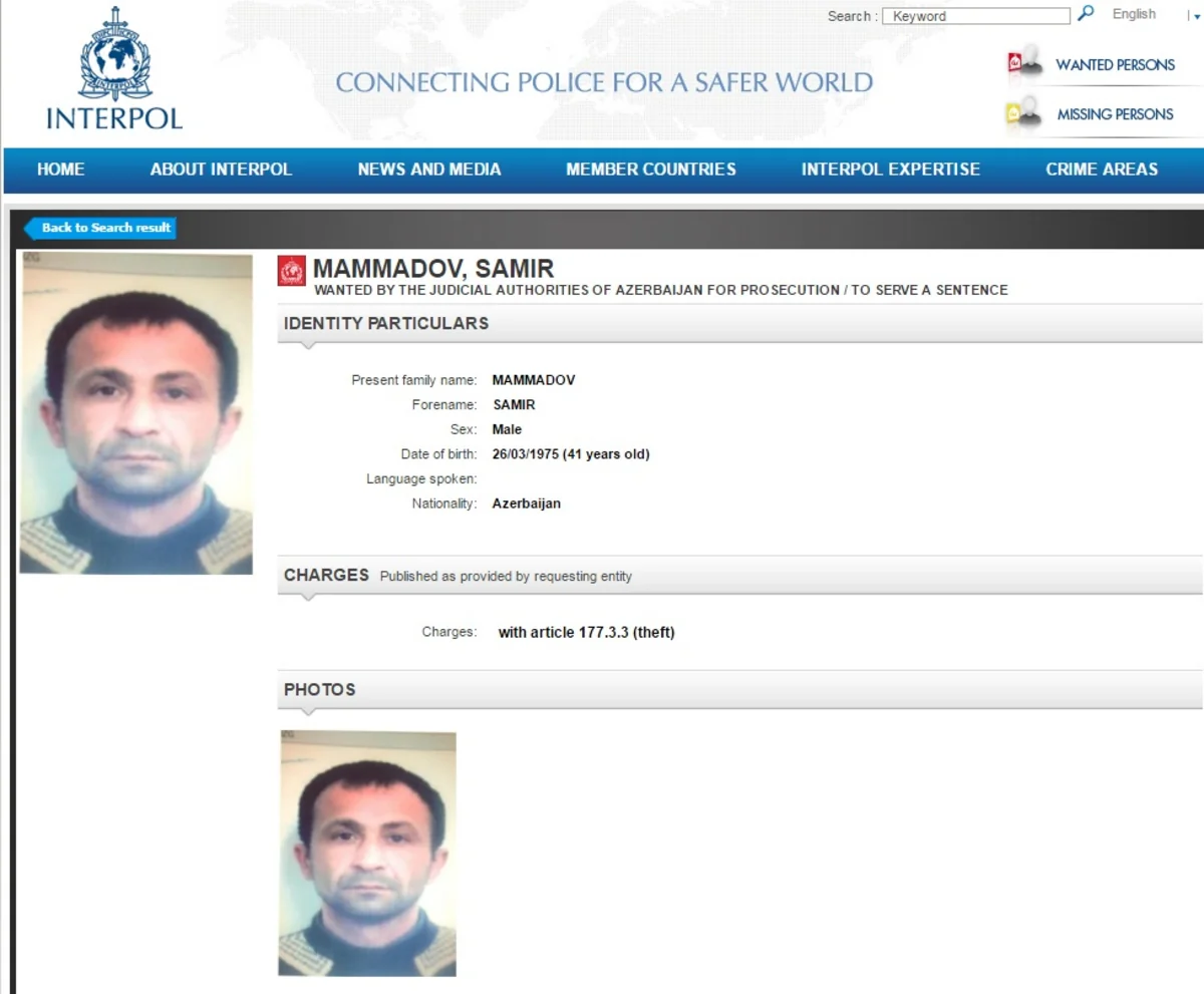 Azərbaycan daha bir şəxsi beynəlxalq axtarışa verib - FOTO