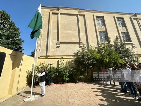 Flag raised at Pakistani Embassy in Azerbaijan on occasion of Independence Day