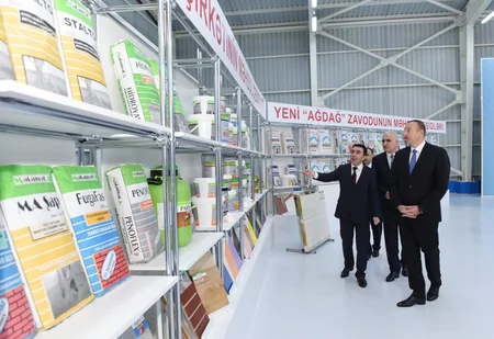Prezident İlham Əliyev Yeni Ağdağ gips zavodunun açılışında iştirak edib