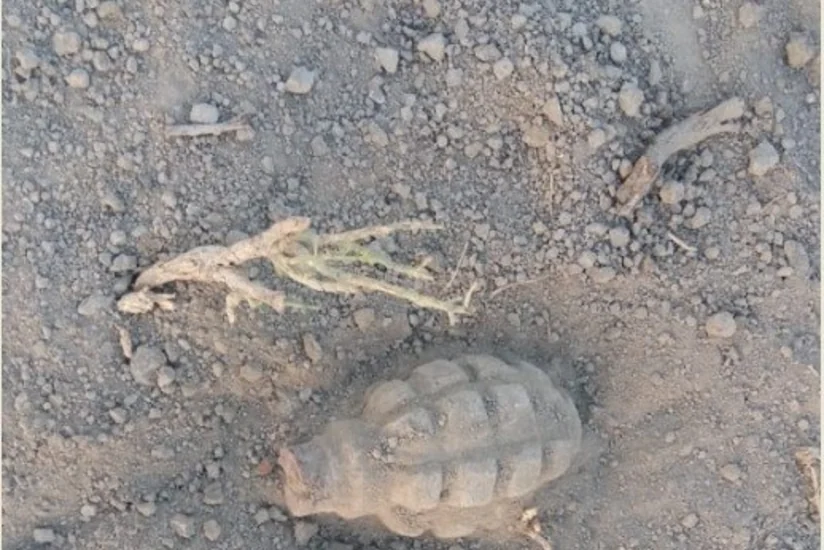 Yevlaxda əl qumbarası aşkar edilib - FOTO