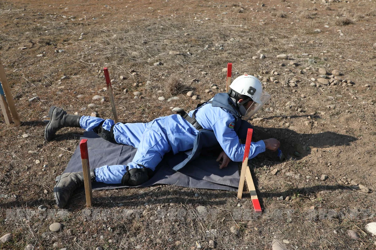 Five-row mine line planted by Armenians found in Jabrayil