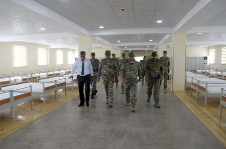 Azerbaijan Defense Minister visited several military units being under construction in the frontline zone -  VIDEO