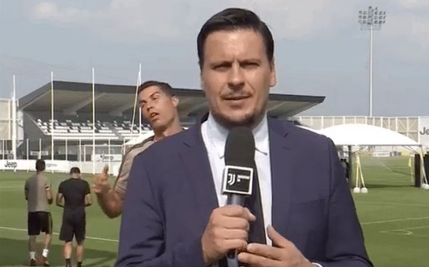 Ronaldu məşq vaxtı jurnalisti parodiya edib - VİDEO