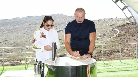 Ilham Aliyev and Mehriban Aliyeva lay foundation of Horse Breeding Center in Aghdam