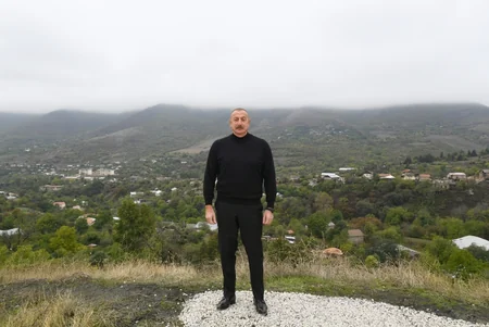 Azerbaijani president lays foundation of new mosque in Hadrut