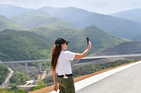 Azerbaijan's President, First Lady view progress of work at 66th-81st kilometer section of Ahmadbayli-Fuzuli-Shusha highway