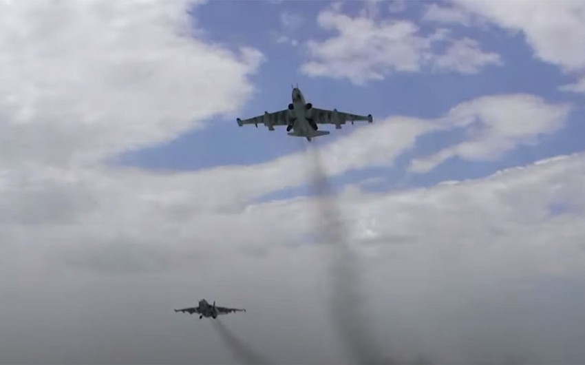 Azerbaijan Air Force aircraft carry out training flights