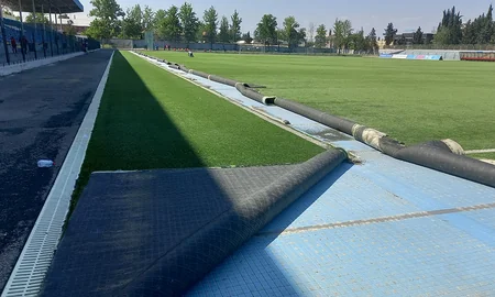 Tovuz şəhər stadionunun ot örtüyü yenilənir