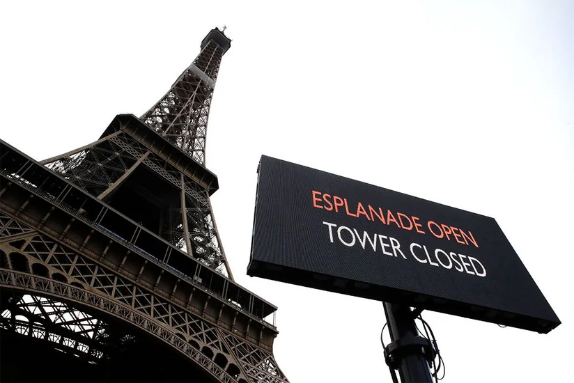 Eiffel tower closed due to nationwide strikes in France