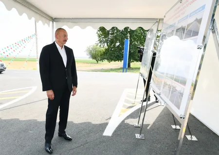 President Ilham Aliyev inaugurates highway in Goranboy