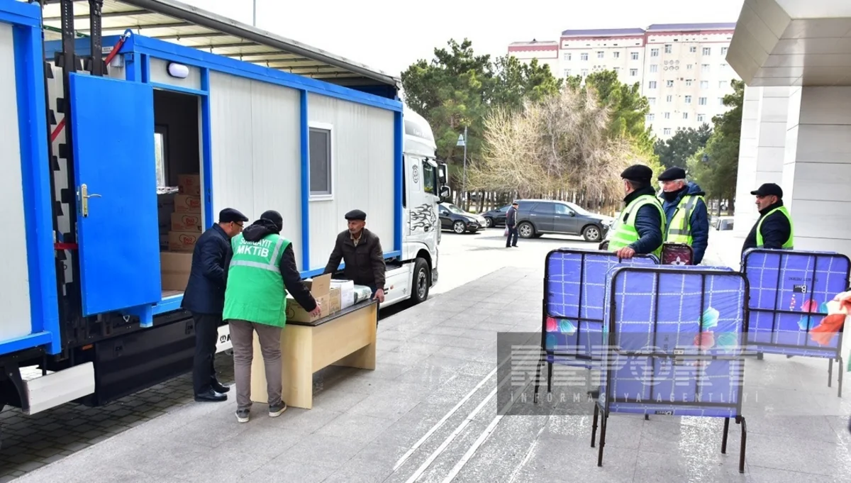 Sumqayıtdan Türkiyəyə daha 4 modul tipli konteyner və 175 min manatlıq humanitar yardım yola salınıb