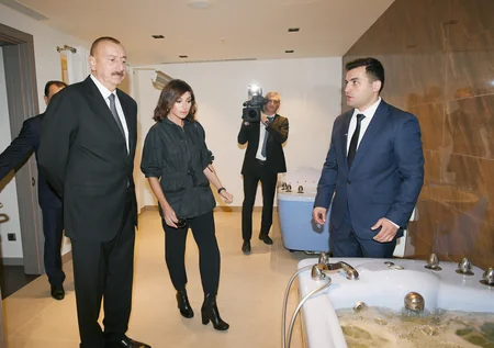 President Ilham Aliyev, first lady Mehriban Aliyeva view Lankaran Istisu and Health Center