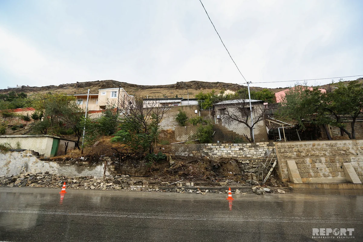 Landslide in another area in Baku causes supporting wall collapse