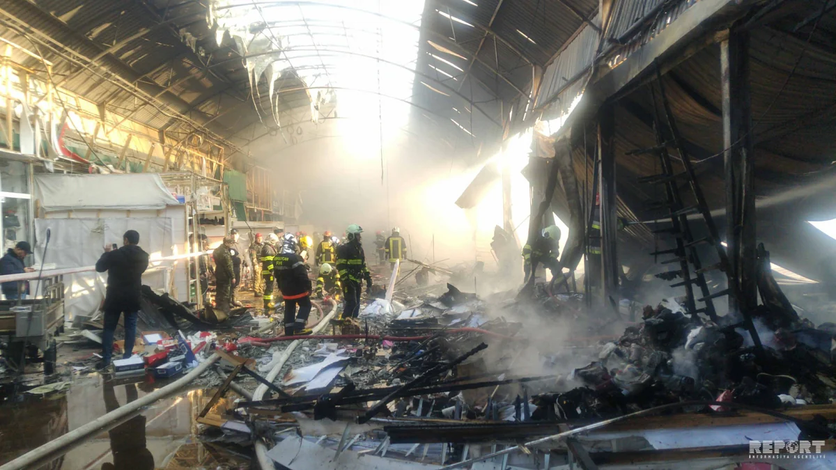 Sədərəkdəki yanğında onlarla sahibkara ziyan dəyib - VİDEO
