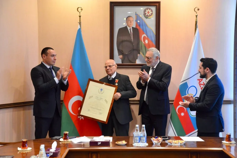 Avropa Olimpiya Komitələri tərəfindən Ağacan Abiyevə verilmiş mükafatın təltifetmə mərasimi keçirilib