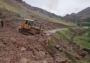 Güclü yağış Ordubadda fəsadlar törədib, qaya parçaları yola tökülüb