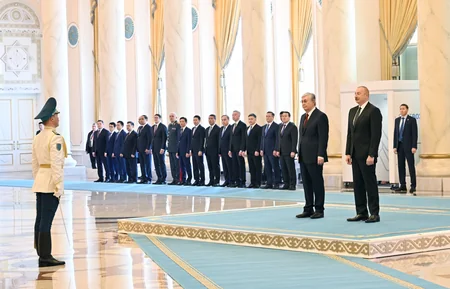 Astanada Prezident İlham Əliyevin rəsmi qarşılanma mərasimi olub - VİDEO - YENİLƏNİB