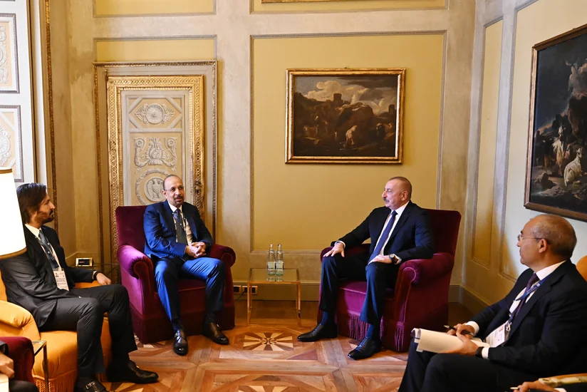 İlham Əliyev İtaliyanın Çernobbio şəhərində Səudiyyə Ərəbistanının investisiya naziri ilə görüşüb