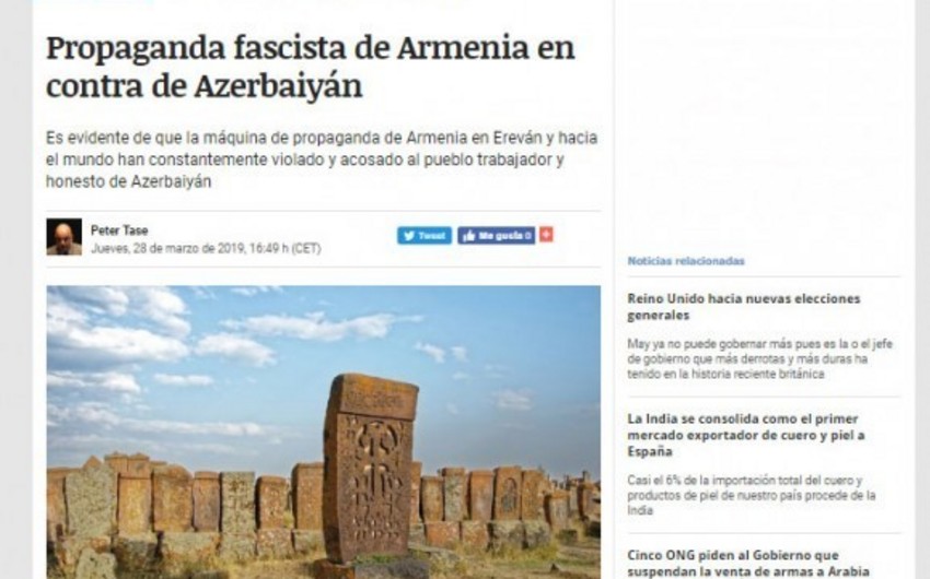 İspaniya portalı Ermənistanın Azərbaycanın tarixi abidələrinə qarşı vandalizmindən yazır
