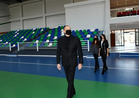 Prezident Quba Olimpiya İdman Kompleksində yenidənqurmadan sonra yaradılan şəraitlə tanış olub