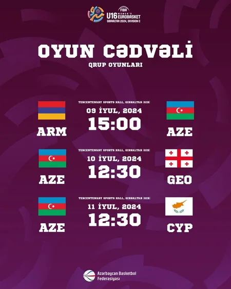 Avropa çempionatı: Azərbaycanın basketbol millilərinin oyunlarının təqvimi açıqlanıb