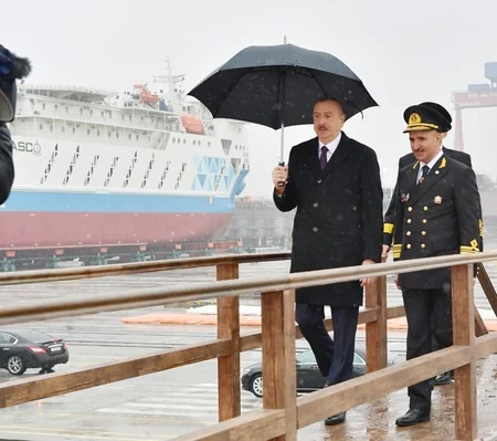 President Ilham Aliyev attended ceremony to launch first tanker built at Baku Shipyard