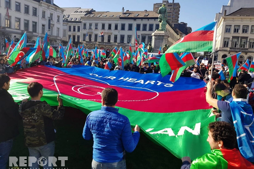Brüsseldə ümumavropa Qarabağ mitinqi keçirilib - FOTO - VİDEO