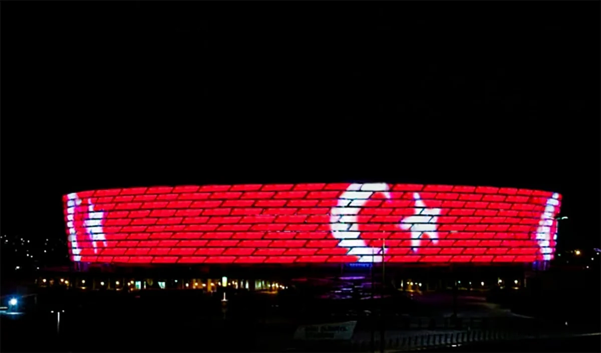Bakı Olimpiya Stadionu Türkiyə bayrağı ilə işıqlandırılacaq