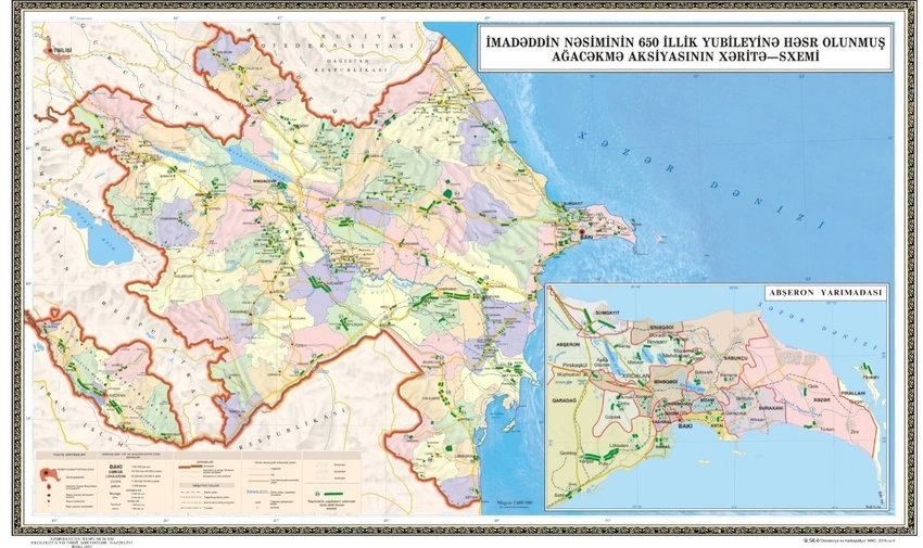 Nəsimi ili ilə bağlı 650 min ağacın əkiləcəyi ərazilərin xəritəsi hazırlanıb