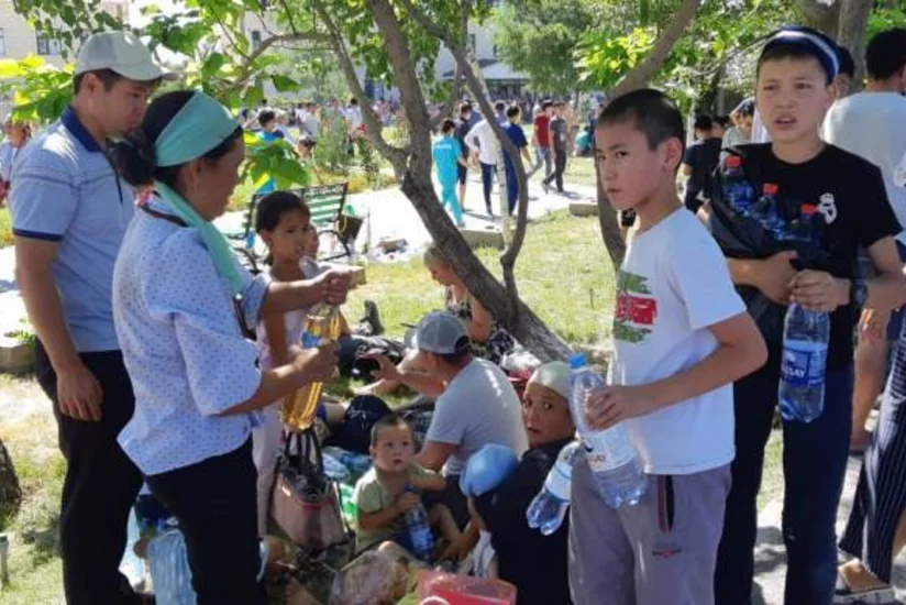 Evacuated residents of Arys stage a rally in Shymkent