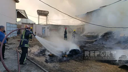 Salyanda 40 tonluq ot tayası yanıb