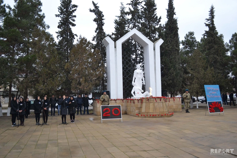 Kürdəmirdə 20 Yanvar şəhidlərinin əziz xatirəsi yad olunub - FOTO - VİDEO