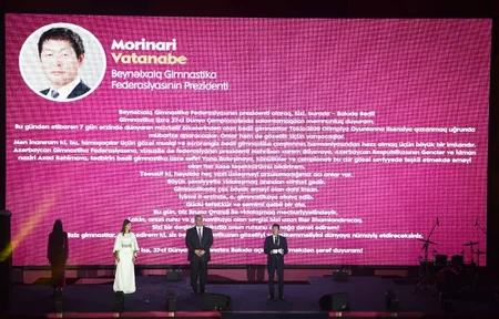 President Ilham Aliyev and first lady Mehriban Aliyeva attend opening of Rhythmic Gymnastics World Championships