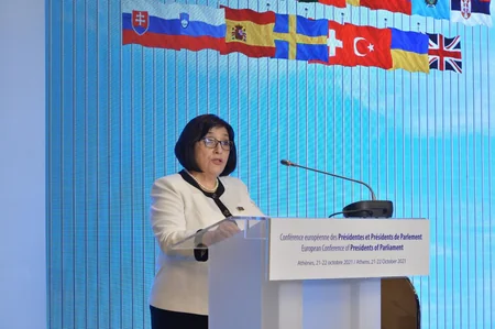 Sahibə Qafarova parlament sədrlərinin Avropa Konfransında çıxış edib