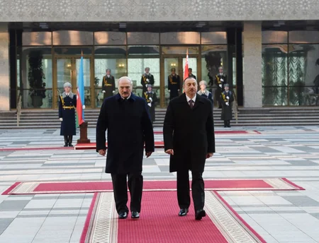 Belarusda Azərbaycan Prezidenti İlham Əliyevin rəsmi qarşılanma mərasimi keçirilib