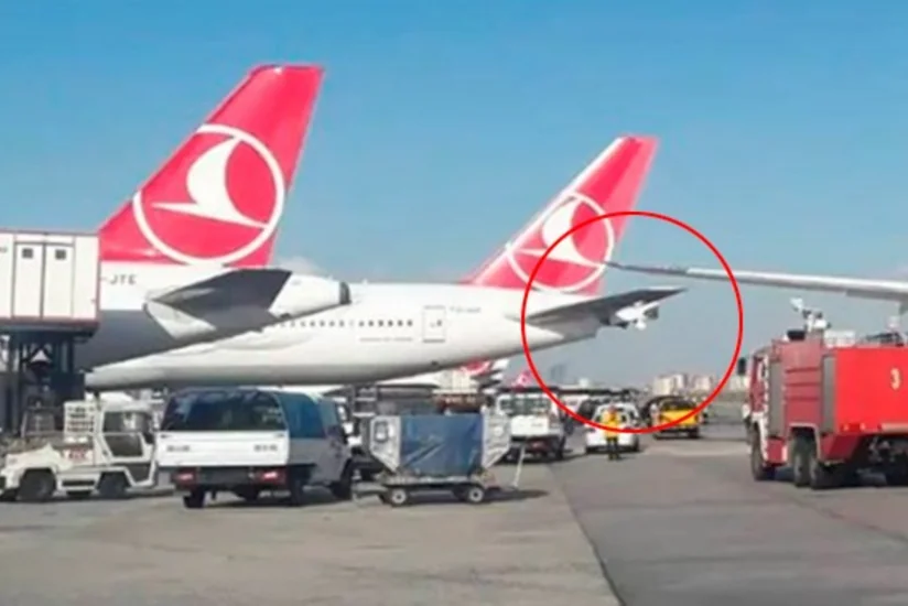 Марокканский лайнер столкнулся с самолетом Turkish Airlines в Стамбуле - ВИДЕО
